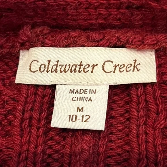 NewColdwater Creek Medium 10-12 White Oxford Button Down with Burgundy Cardigan - Picture 13 of 16